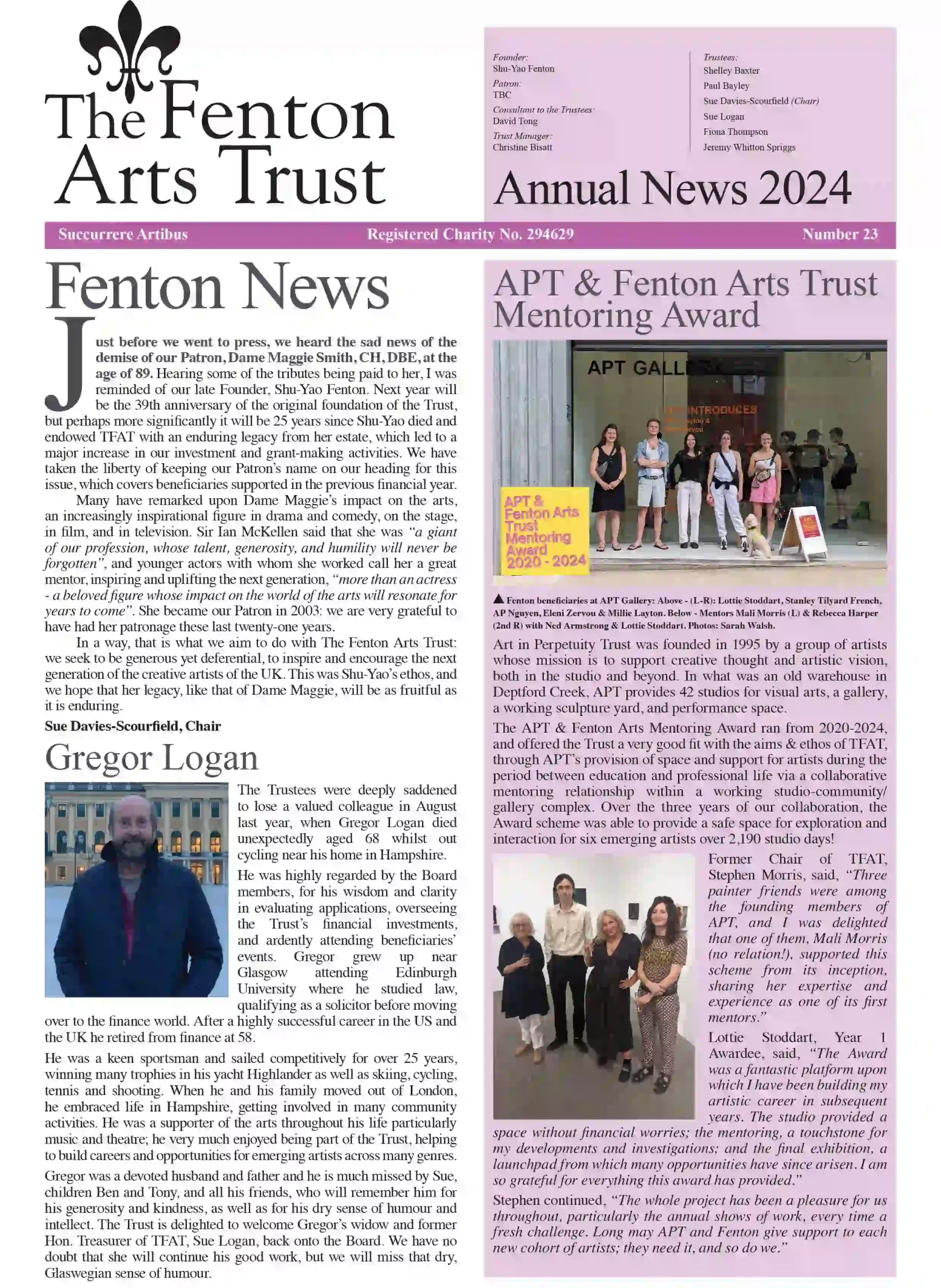 Fenton Arts Trust Annual Newsletter 2023 - Thumbnail